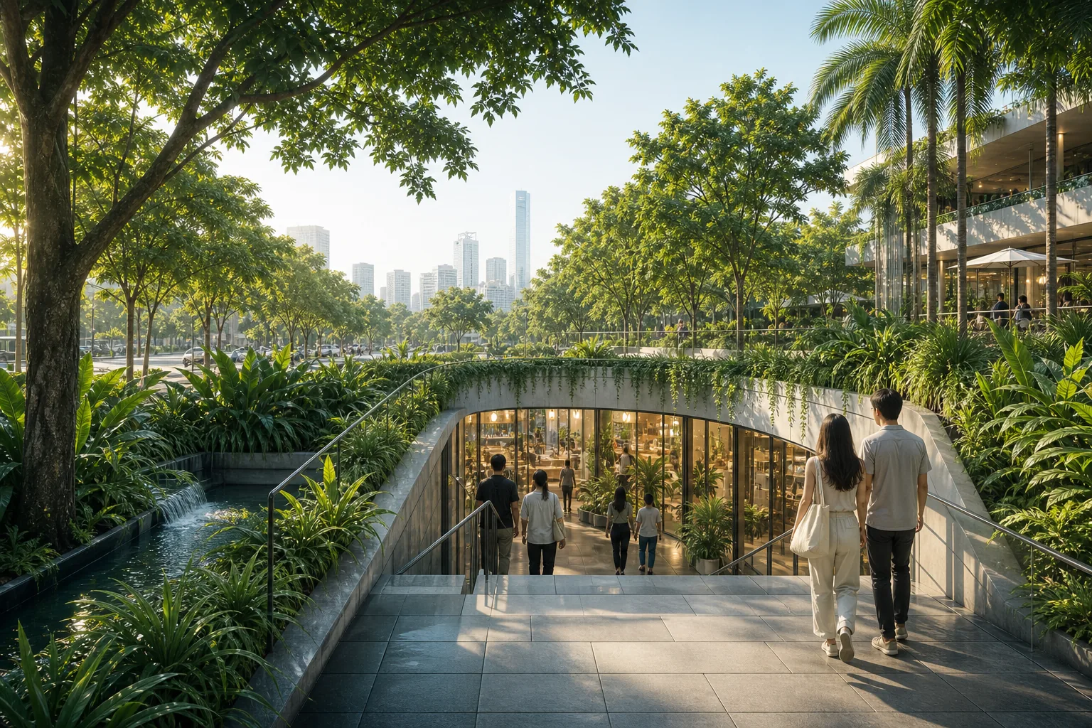 万博绿洲开放广场与绿化建筑